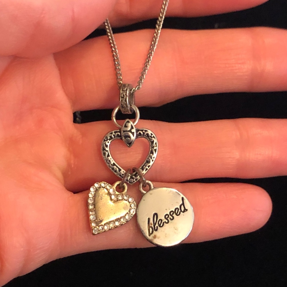 Silver and Gold Blessed Heart Pendant Necklace